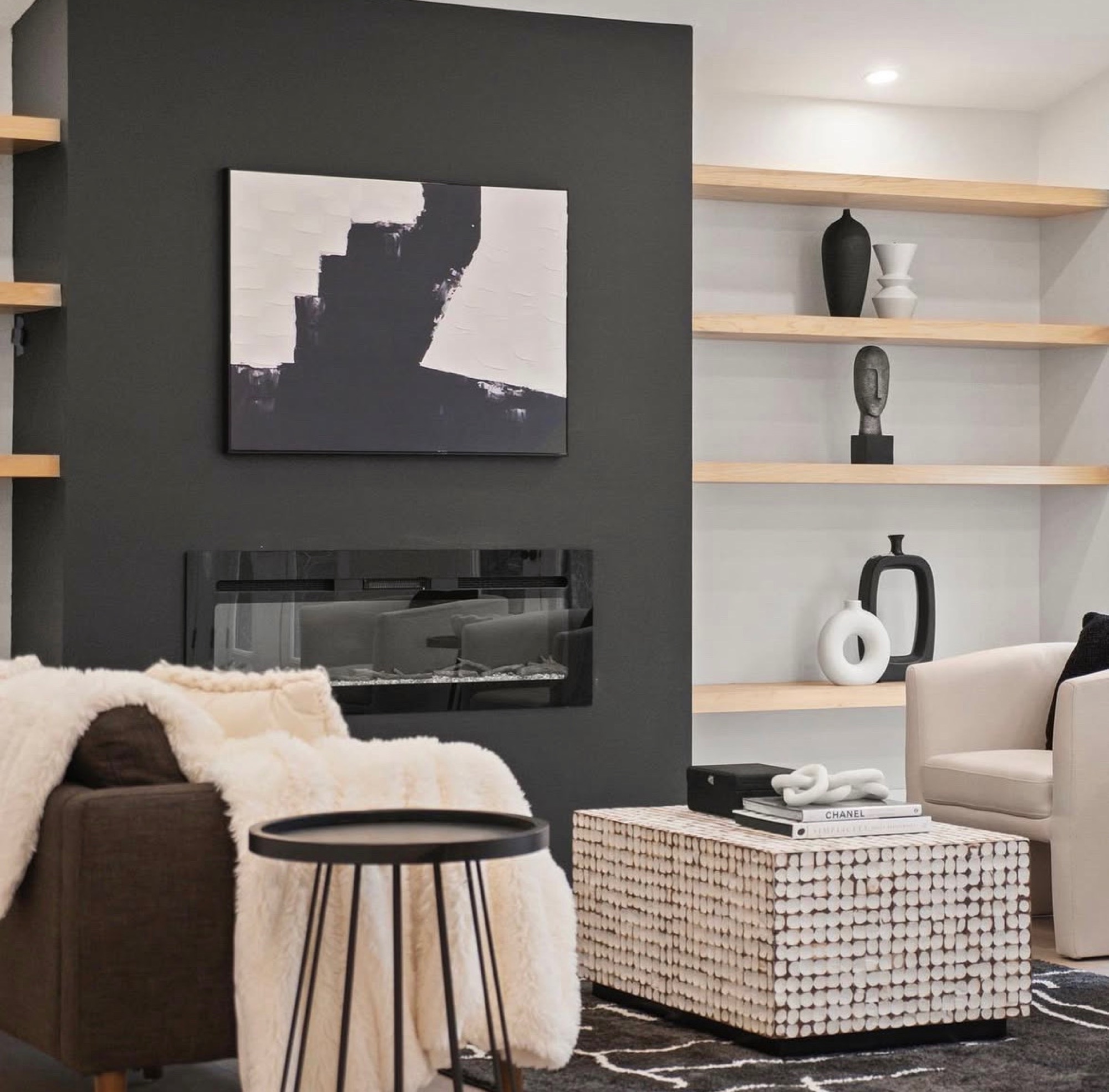 Fireplace wall staged by Vivid